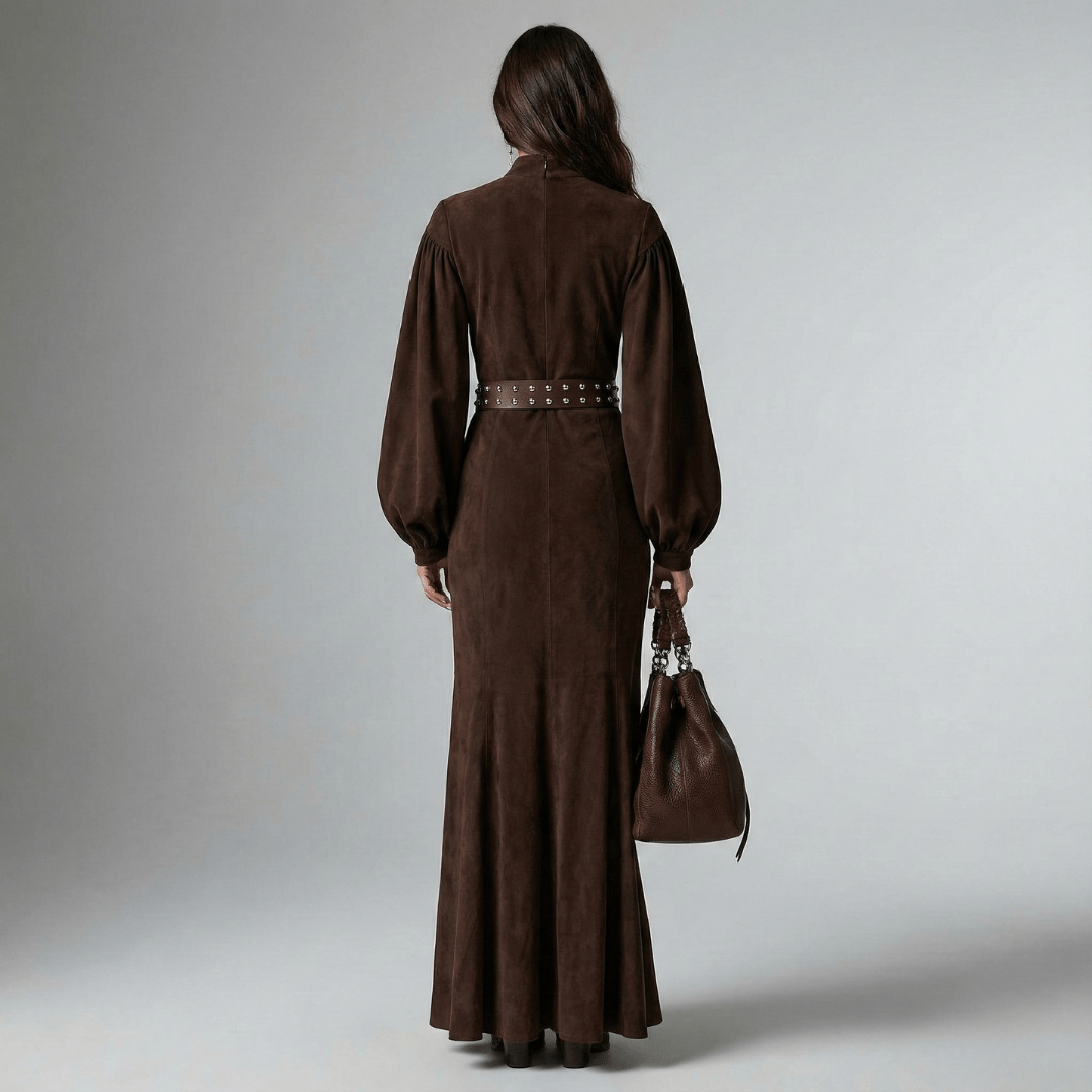 Alina | Damen Maxikleid mit Gürtel und Schlitz