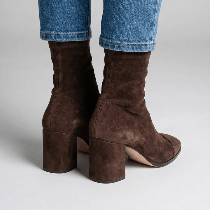 Andrea | Damen Quadratische Spitze Blockabsatz Stiefel