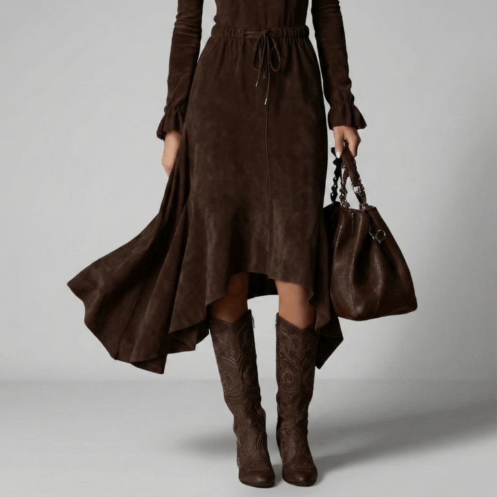 Karin | Damen Langarm Kordelzug Midi Kleid