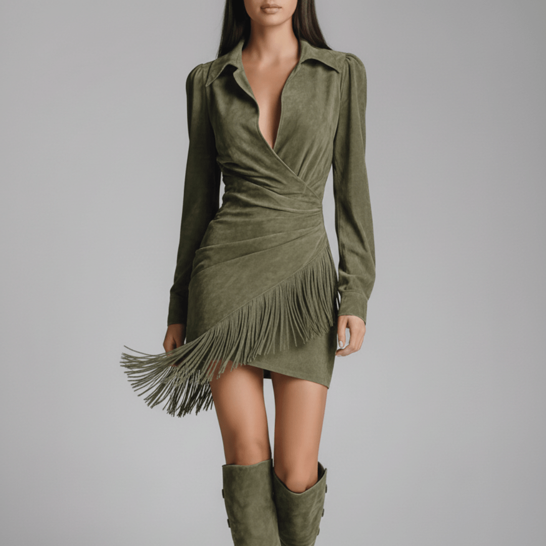 Anja | Damen Wickel-Minikleid mit drapierter Passform