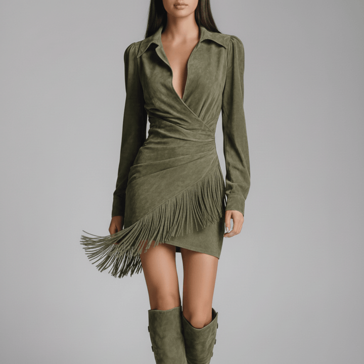 Anja | Damen Wickel-Minikleid mit drapierter Passform