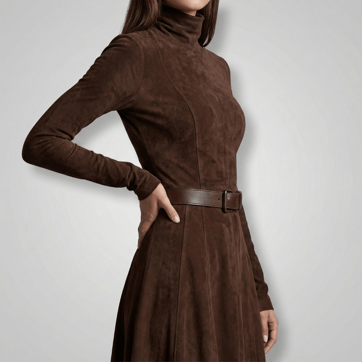 Lara | Damen Langarm Hoher Schlitz Maxi Kleid