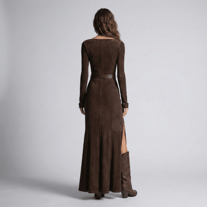 Verena | Damen Kleid mit quadratischem Ausschnitt und langen Ärmeln