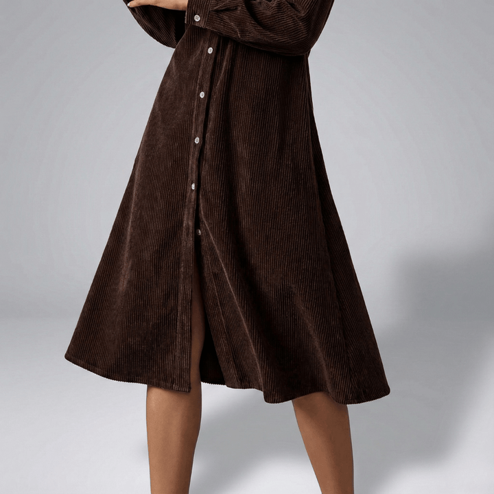 Elsa | Damen Knopf Vorderteil Hemdblusenkleid Midi