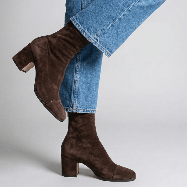 Andrea | Damen Quadratische Spitze Blockabsatz Stiefel