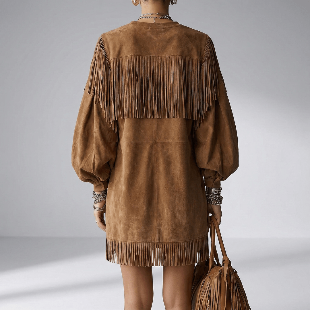 Karla | Damen Fransen Ärmel Lockeres Mini Kleid