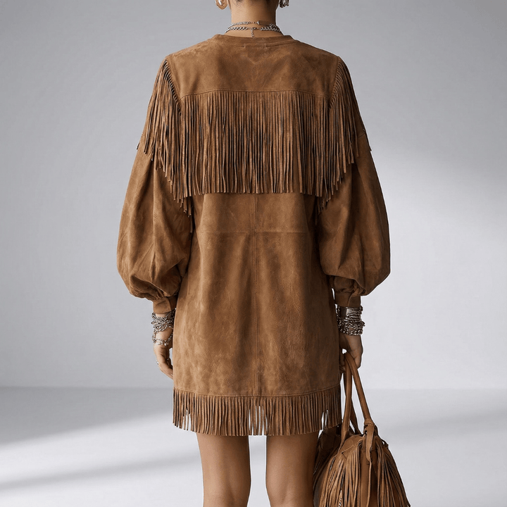 Karla | Damen Fransen Ärmel Lockeres Mini Kleid