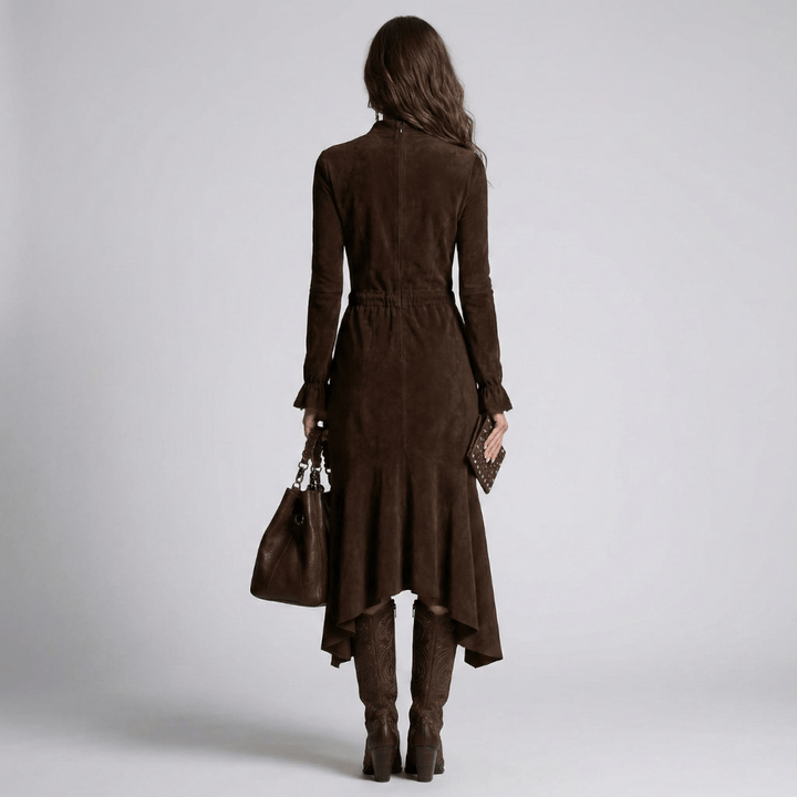 Karin | Damen Langarm Kordelzug Midi Kleid