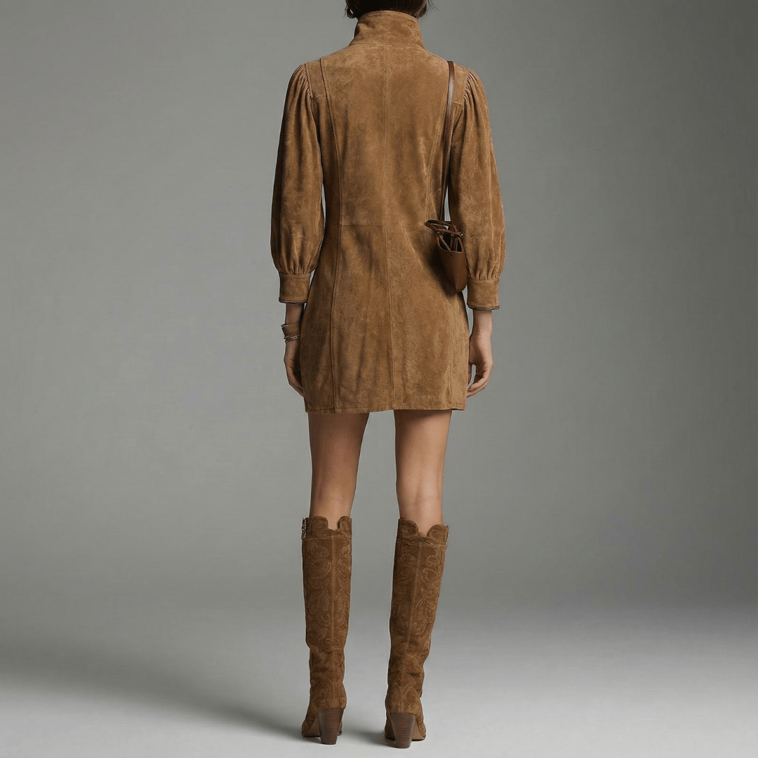 Nicole | Damen Tiefes V Langarm Mini Kleid