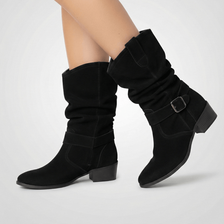 Beatrice | Damen Weicher Falten Schnalle Stiefel