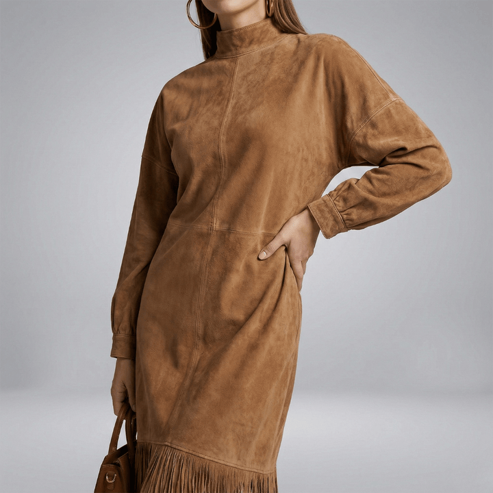 Carmen | Damen High Neck Fringe Midi Kleid